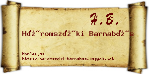 Háromszéki Barnabás névjegykártya